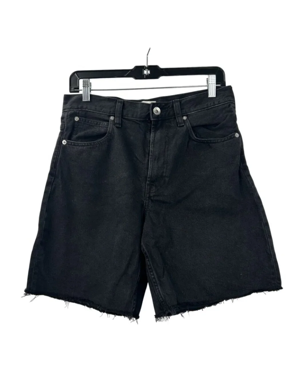 Everlane Woman's The OG Baggy Denim Jean Short Women’s 26R Black High Rise 8” - Picture 3 of 12